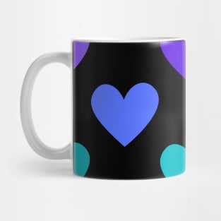 Kawaii Hearts Pattern in Black Mug